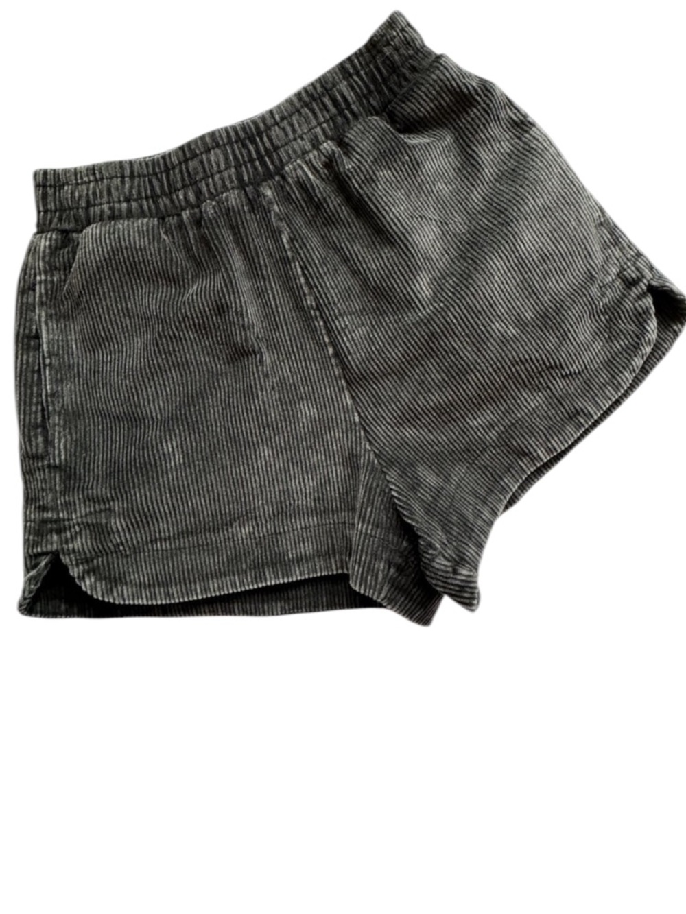 She + Sky High Rise Washed Corduroy Shorts in Black